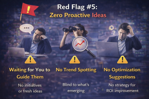 Social media agency showing no proactive ideas, trend spotting, or optimization strategy