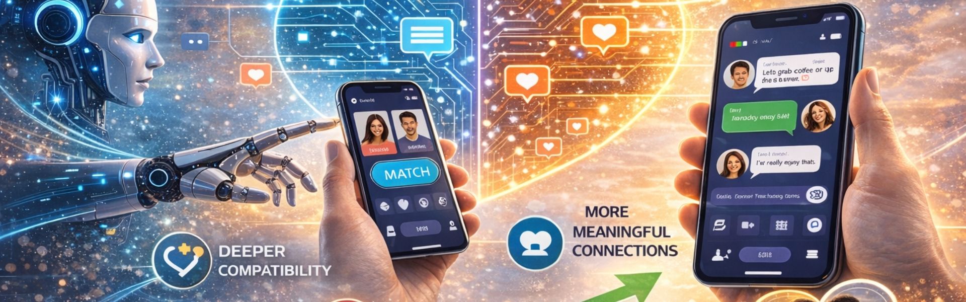 AI-driven matchmaking algorithms improving user engagement in dating apps with smart profile matching and chat suggestions