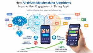 AI-driven matchmaking algorithms improving user engagement in dating apps with smart matching and chat features
