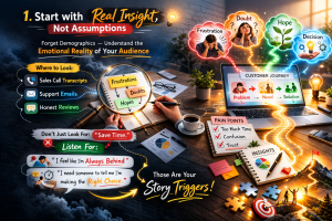 Customer insight research showing emotions, frustrations, doubts, and hopes