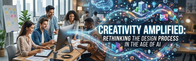team of designers collaborating with AI tools in modern office creative workflow
