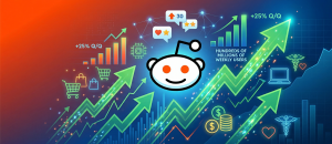 reddit growth chart showing increasing users engagement and revenue marketing opportunity infographic