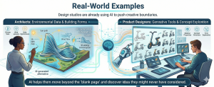 ai design examples showing architectural modeling and product concept generation using AI tools