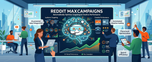 reddit max campaigns AI optimization targeting creative testing and campaign performance improvement infographic