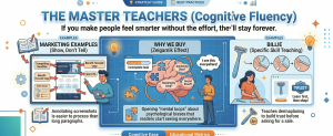email marketing infographic explaining cognitive fluency with examples of simple content structure and psychology triggers