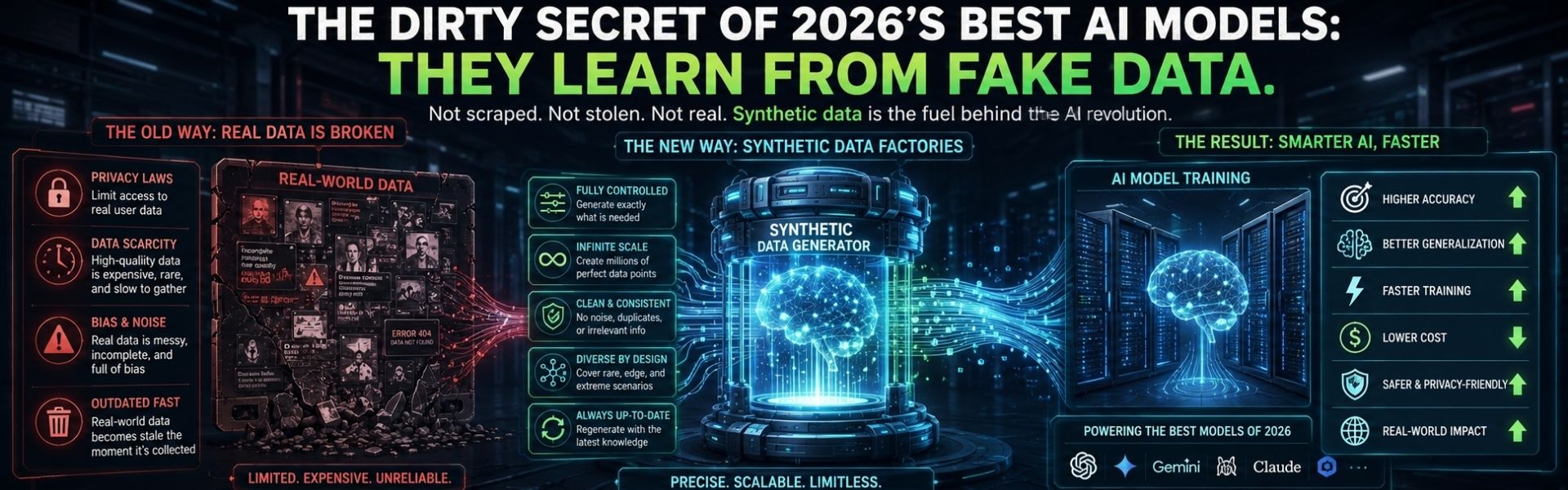 Large-scale AI server infrastructure generating synthetic datasets for AI training and autonomous machine learning pipelines.