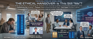 Thought-provoking AI ethics infographic showing concerns around identity, disclosure, authenticity, liability, and AI-powered digital twins.