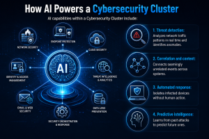 Artificial intelligence driving threat detection, correlation, automated response, and predictive cybersecurity analytics
