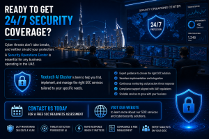 24/7 cybersecurity monitoring and Security Operations Center services protecting UAE businesses from cyber threats.