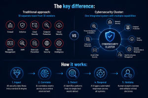 Comparison between isolated security tools and an integrated cybersecurity cluster with AI-driven automation