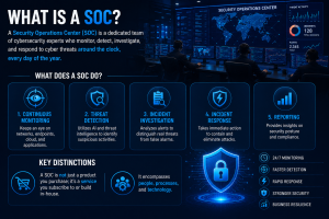 Security Operations Center team monitoring cybersecurity threats with 24/7 threat detection and incident response.