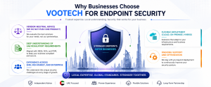 VooTech endpoint security services highlighting vendor-neutral advice, UAE compliance expertise, flexible deployment, and ongoing support