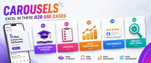 Carousel infographic featuring educational content, listicles, data visualization, testimonials, and product deep-dives.