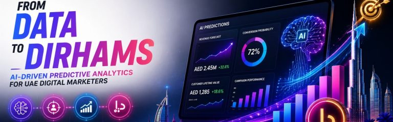 AI-powered predictive analytics transforming marketing data into business growth and revenue for UAE digital marketers.