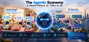 AI agents communicating with other AI agents to discover, negotiate, transact and coordinate consumer and business activities.