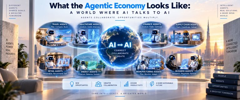 AI agents collaborating across travel, healthcare, finance, supply chain, retail, energy, manufacturing and business sectors.